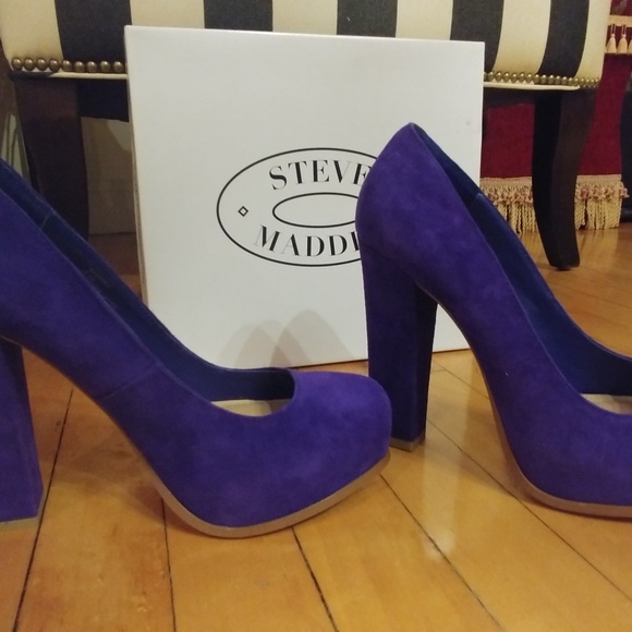 Purple-ly blue suede platforms - AMAZING! - Picture 3 of 3